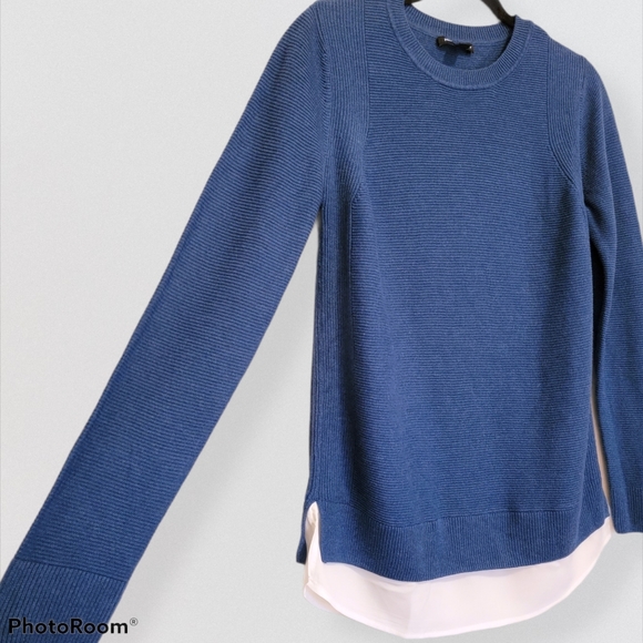 Hillary Radley Ribbed Mock Layer Blue Sweater S - Picture 4 of 11
